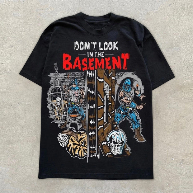 Casual Crew Neck Skull Print Short Sleeve T-Shirt