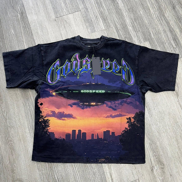 Sunset Crew Neck Print T-Shirt