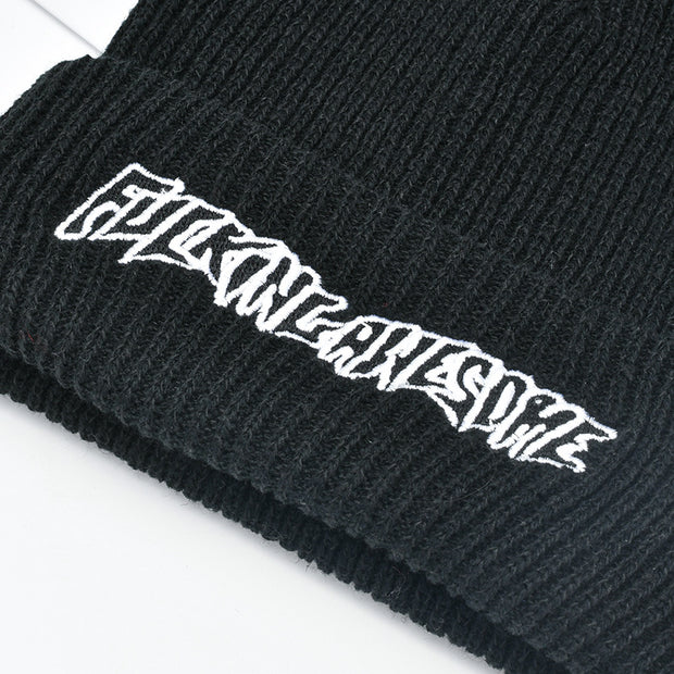 Letter embroidery knitted hat men and women couple warm and cold hat
