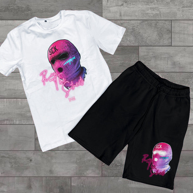 Face Pattern Short Sleeve Two Piece Set