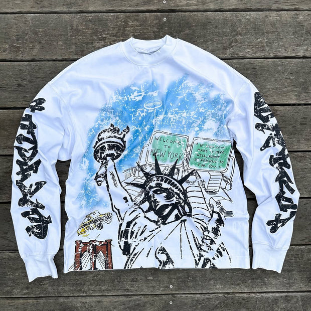 Fashion Graffiti Print Long Sleeve T-Shirt