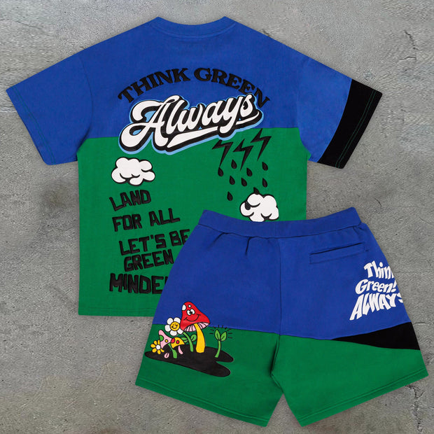 Retro Hip-Hop Print Tide Brand Contrast Color Suit