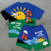 Retro Hip-Hop Print Tide Brand Contrast Color Suit