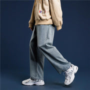 Wide-leg jeans men's straight loose ins pants trend wild retro drape mopping daddy trousers