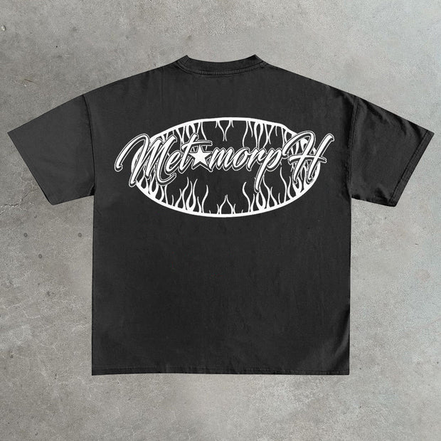 Prayer print casual street cotton T-shirt