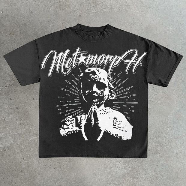 Prayer print casual street cotton T-shirt