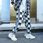Plaid reflective hip-hop sports casual pants