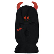 Devil's horn knitted three-eyed hat