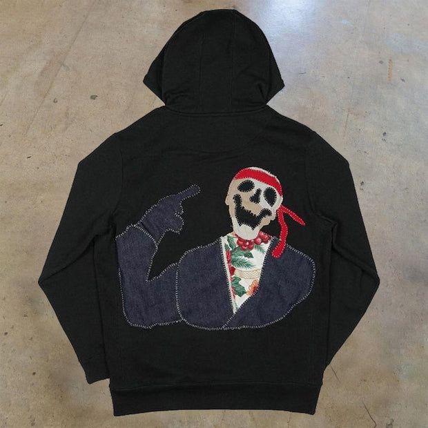 Personalized Skull Men's Printed Long Sleeve Hoodie