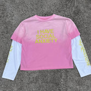 Fake Two I Have Social Anxiety Print Long Sleeve T-Shirt