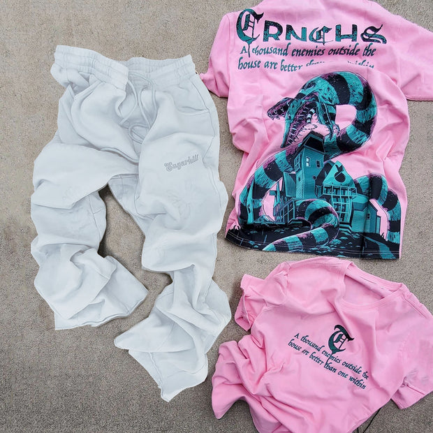 Giant snake T-shirt and trousers two-piece set