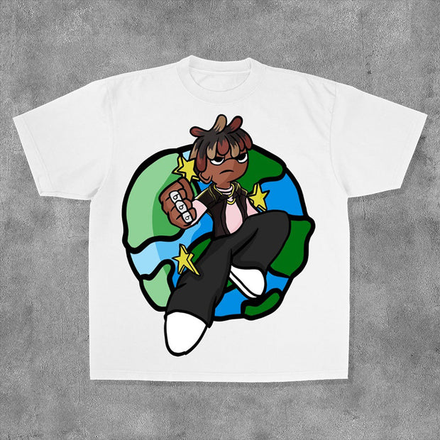Fashion Cartoon Character Print Short Sleeve T-Shirt