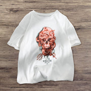 Skull personality funny print short-sleeved T-shirt