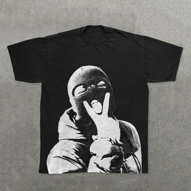 Hippie Mask Boy Print Short Sleeve T-Shirt