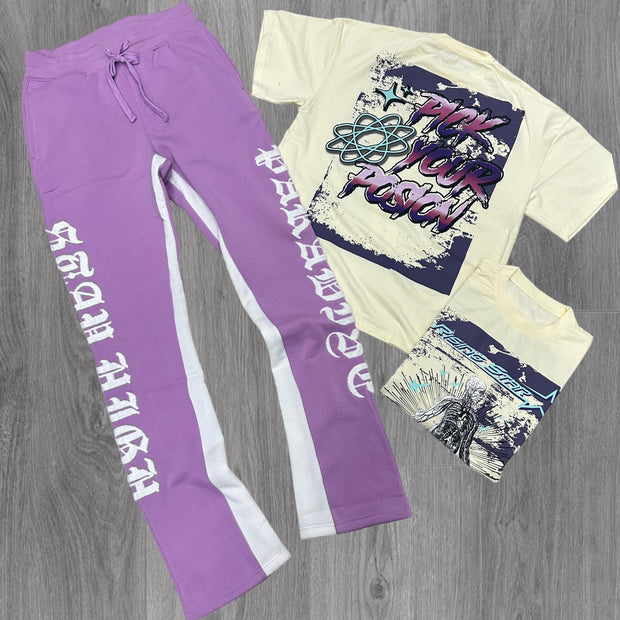 Casual street printed T-shirt and trousers two-piece suit