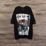 Street style American print drawstring T-shirt