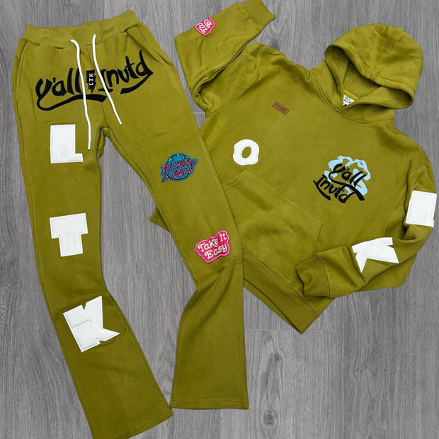 Fashion Letter Print Hoodie Sports Suit