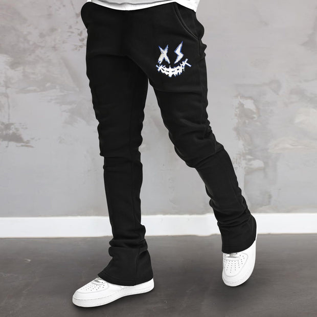 Trendy brand smiley face printed street straight trousers