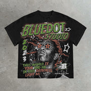 Casual street hip-hop rap printed cotton T-shirt