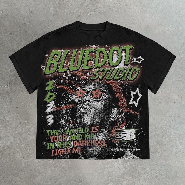 Casual street hip-hop rap printed cotton T-shirt