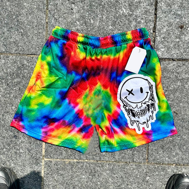 Rainbow Smiley Face Mesh Shorts