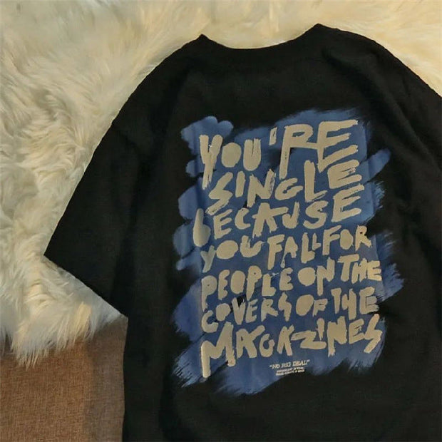 Vintage ins fashion brand loose short-sleeved t-shirt