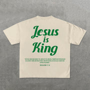 Jesus Is King Print Short Sleeve T-Shirt