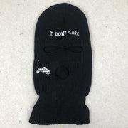 Embroidered knitted thermal beanie ski three-hole cap