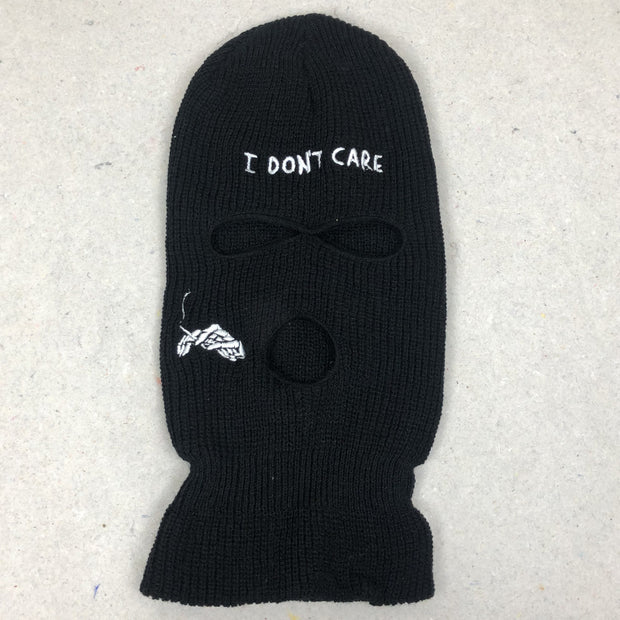 Embroidered knitted thermal beanie ski three-hole cap