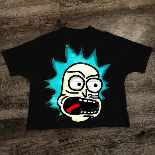 Fashionable Cartoon Print Short Sleeve T-Shirt