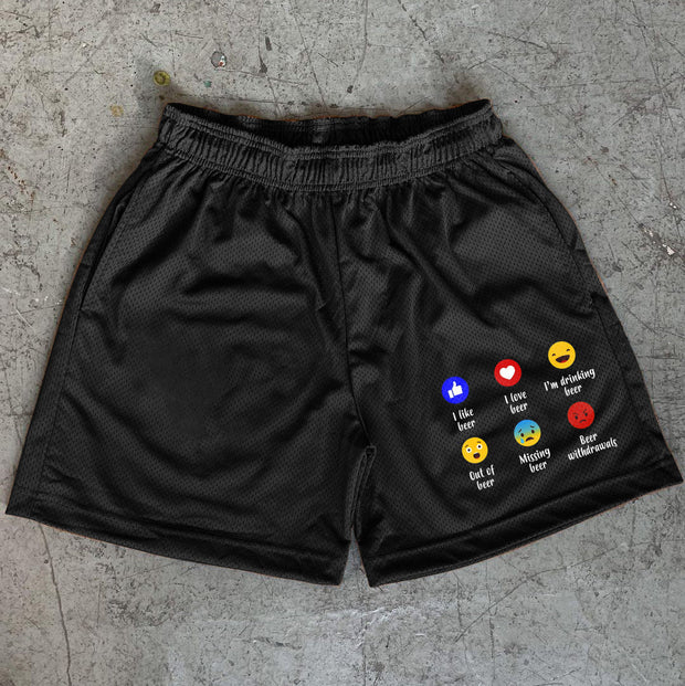 Before and After Drinking Personality Print Street Shorts