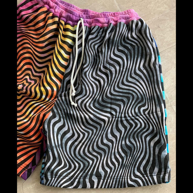 Contrast Stripe Vintage Street Cotton Shorts