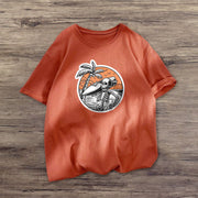 Skull coconut tree print short-sleeved T-shirt