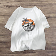 Skull coconut tree print short-sleeved T-shirt