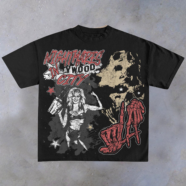 Fashion personality skull print T-shirt