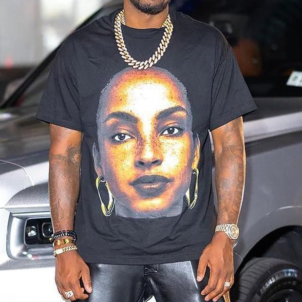 Basic Sade Adu Print Short Sleeve T-Shirt