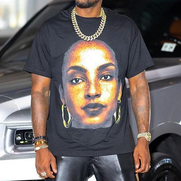 Basic Sade Adu Print Short Sleeve T-Shirt