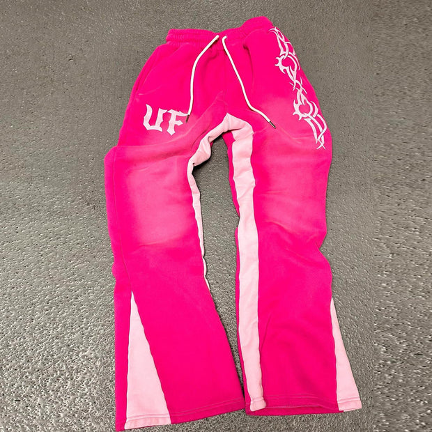 Personalized contrasting letter print trousers