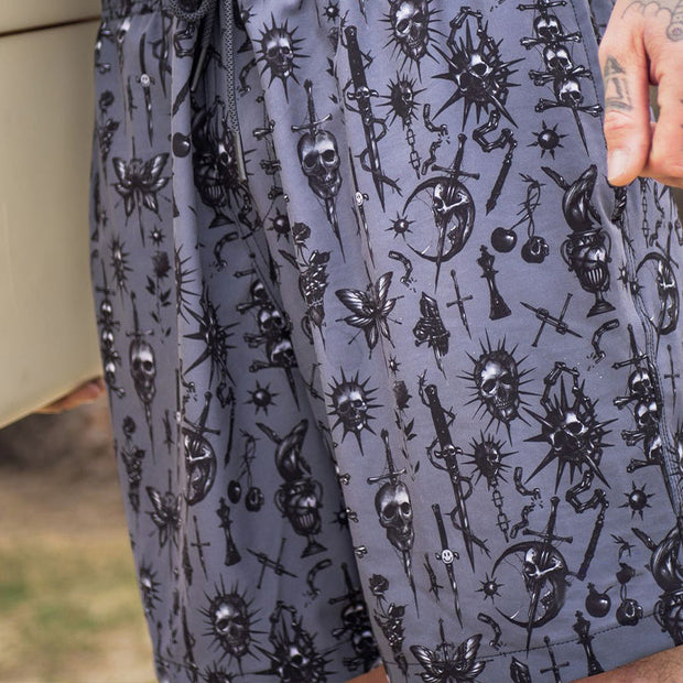 Skull Print Sports Beach Shorts