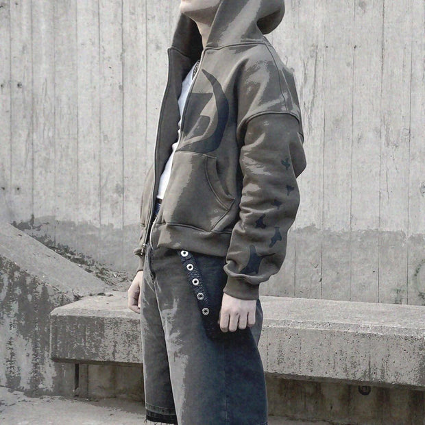 Bright Starry Sky Casual Street Zip Hoodie