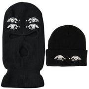 Eyes three-hole couple knit hat