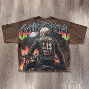 Personalized Motorcycle Rider Print Short Sleeve T-Shirt