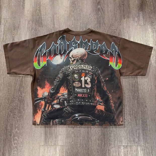 Personalized Motorcycle Rider Print Short Sleeve T-Shirt