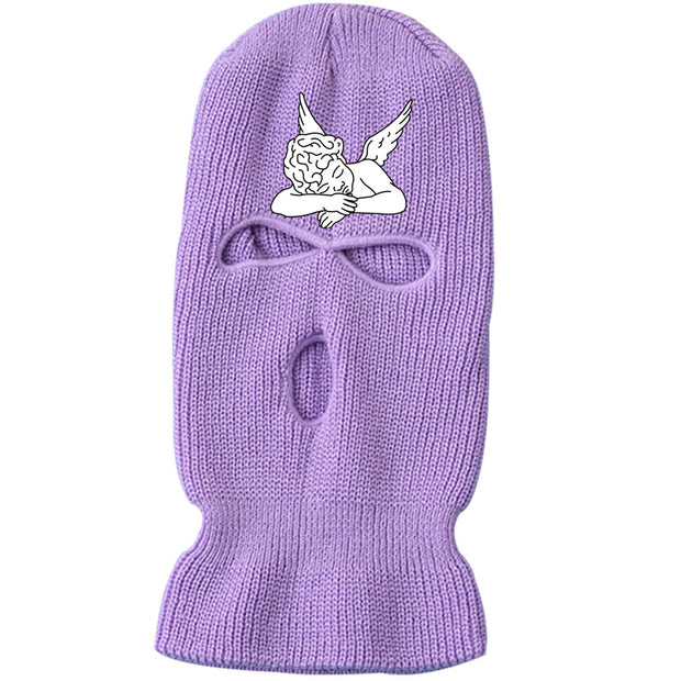 Embroidered angel three-hole winter ski warm knitted hat