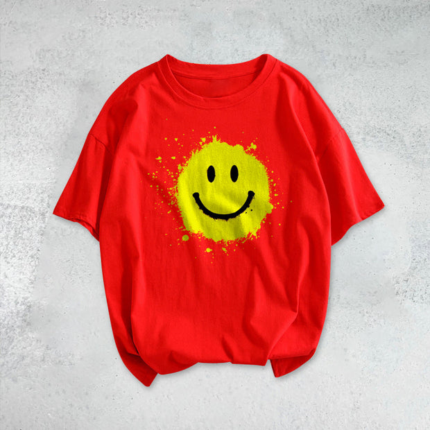 Smile print fashion short-sleeved T-shirt