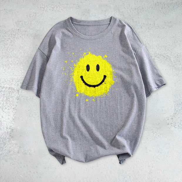Smile print fashion short-sleeved T-shirt