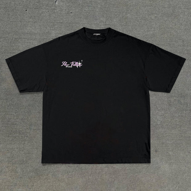 Personalized street style racing print T-shirt