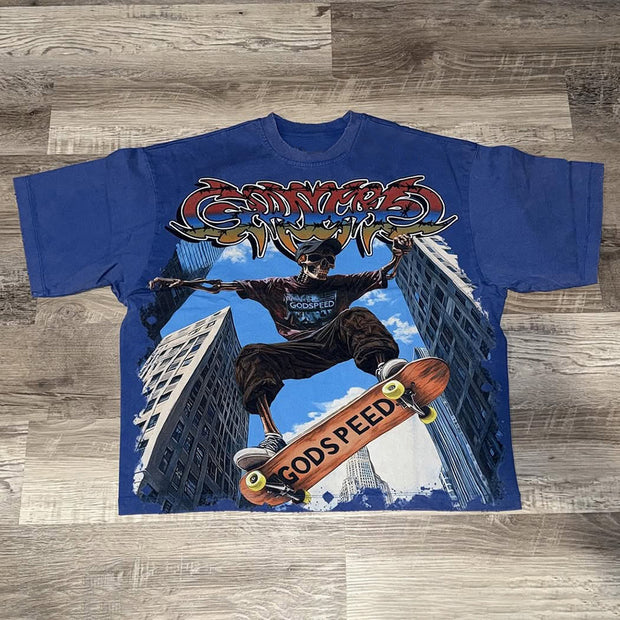 Street Style Godspeed Print Short Sleeve T-Shirt