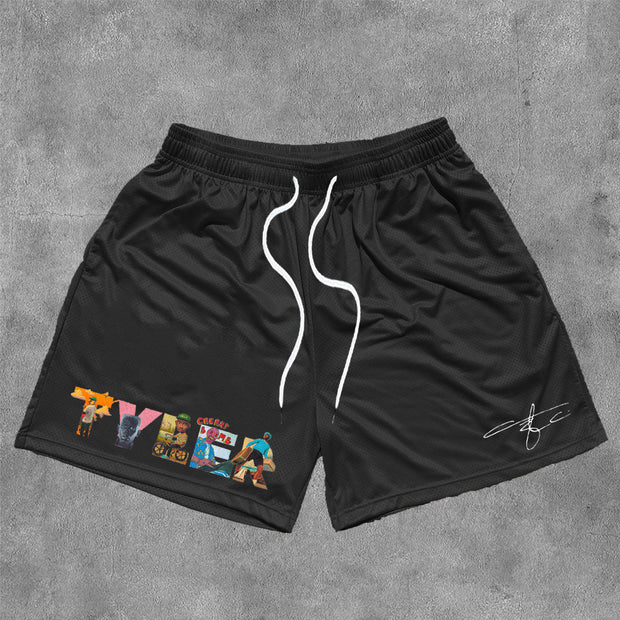 Tyler Print Mesh Drawstring Shorts