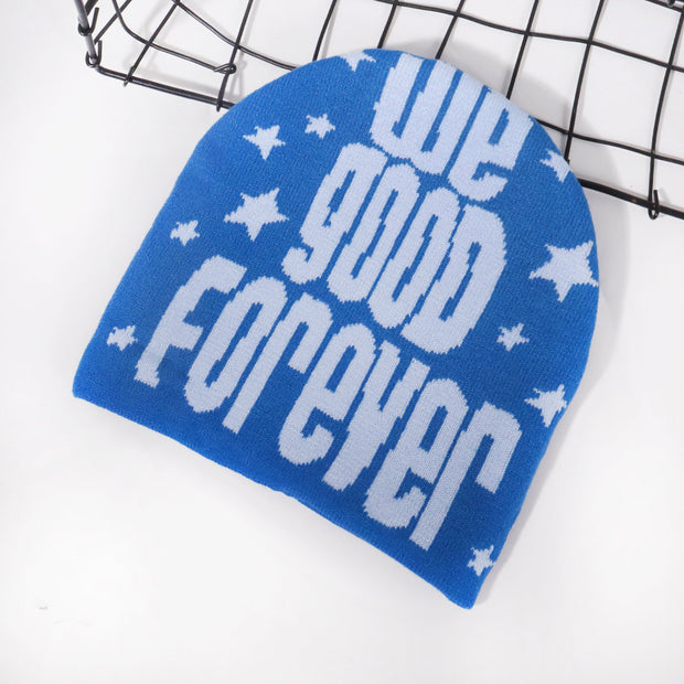 We letter single knit hat